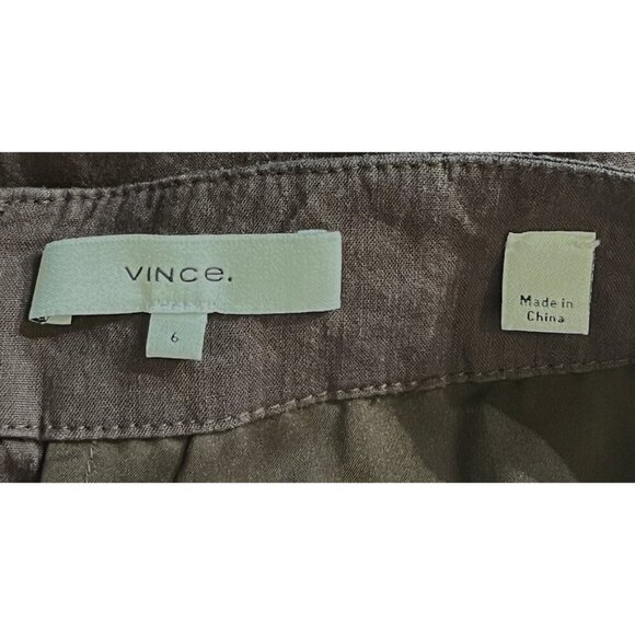 Vince Chocolate Brown Linen blend Wide Leg Capri Culottes Crop Pants - Picture 7 of 10